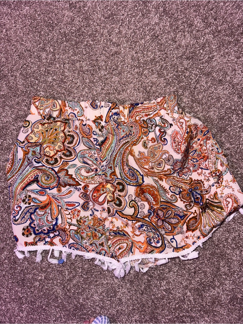 High-Waist Paisley Fringe Women’s Shorts - Multicolor